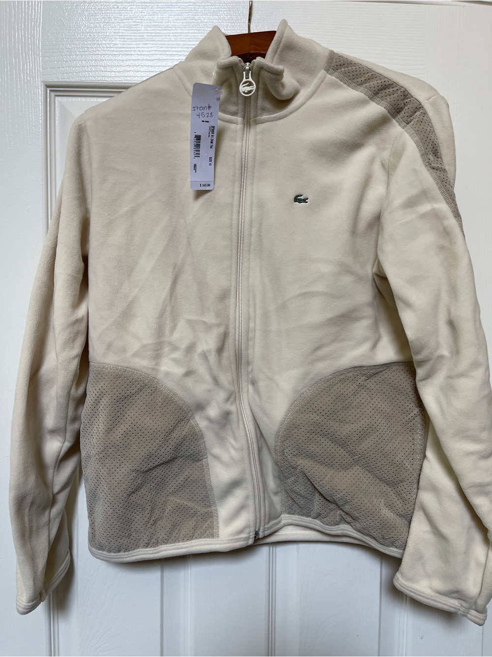 Lacoste Cream and Tan Track-Style Full-Zip Jacket